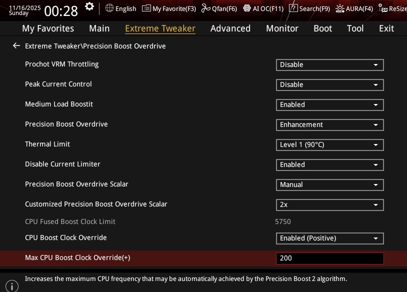 Recommended PBO settings on ASUS UEFI